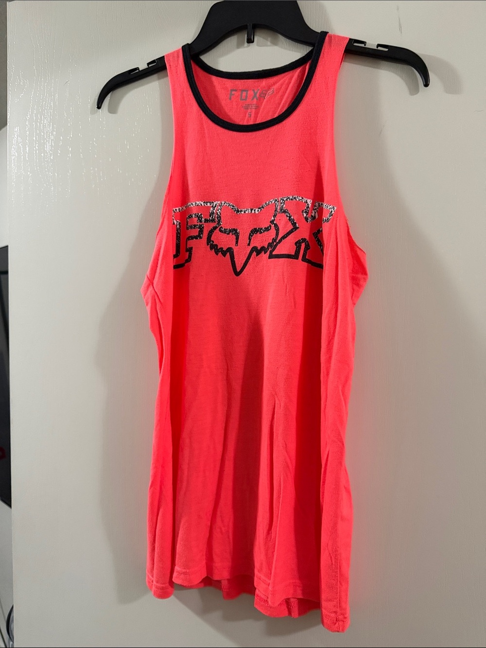 Fox Neon Pink Graphic Racerback Tank with Black Trim